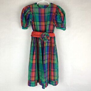 Vtg Storybook Heirlooms Dress Plaid Holiday Little Kids Christmas Photo 80s 90s